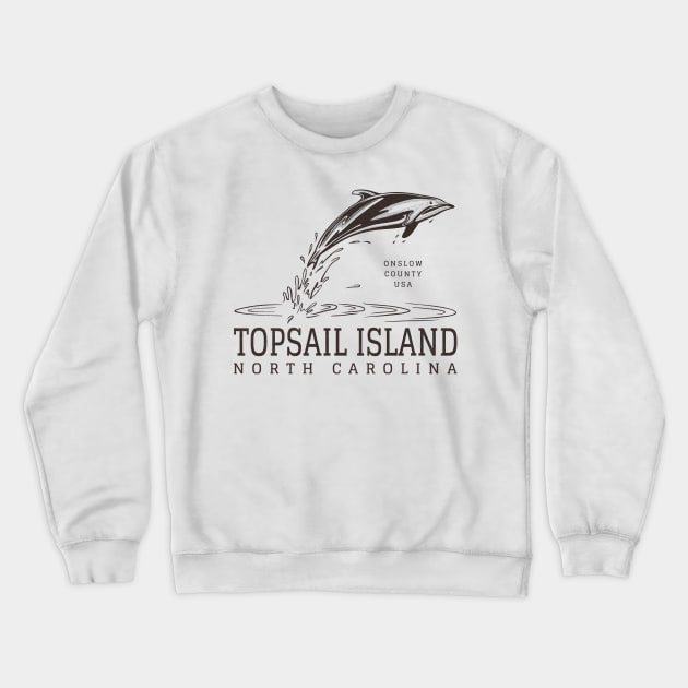 Topsail Island, NC Summertime Vacationing Dolphin Crewneck Sweatshirt by Contentarama